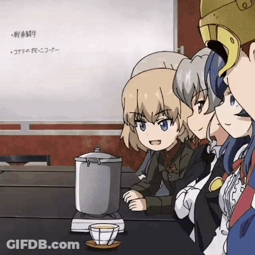 Anime Girls Sitting Around Table GIF