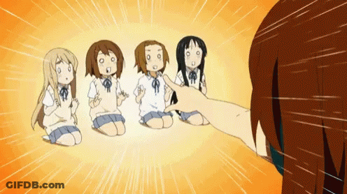 Anime Girls Sitting On Knees Pointed At GIF