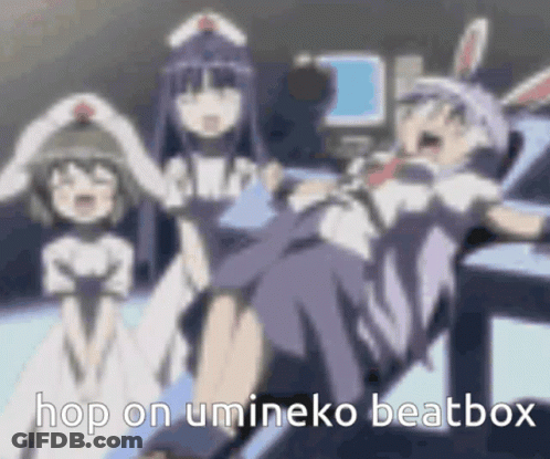 Anime Girls Sitting, One In Bunny Costume GIF