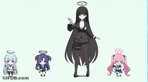 Anime Girls Standing Next To Each Other Dancing GIF