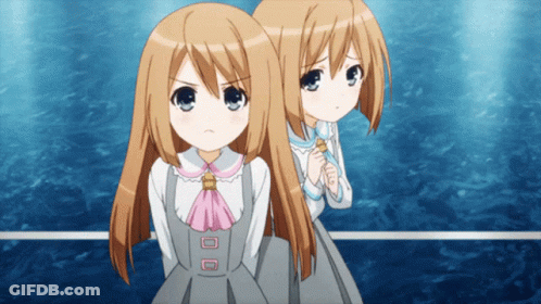 Anime Girls Standing Next To Each Other GIF