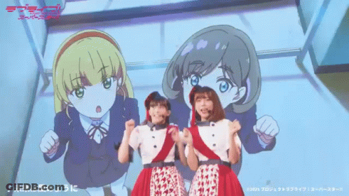 Anime Girls Standing On Stage GIF