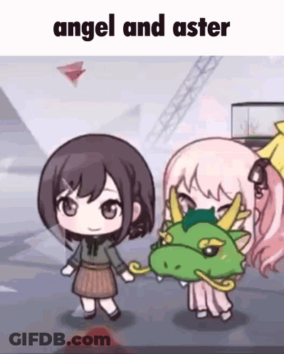 Anime Girls Standing Together Angel And Aster GIF