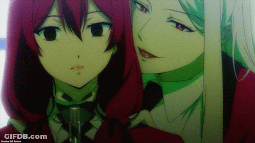 Anime Girls Standing Together Red Hair GIF