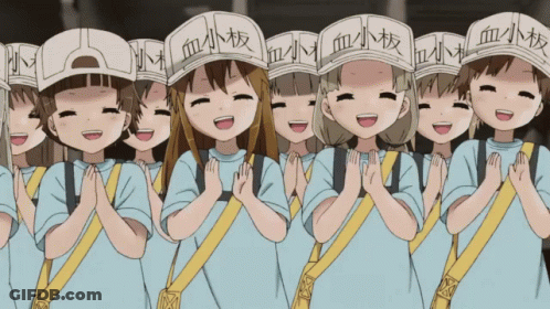 Anime Girls Wearing Hats With Chinese Writing GIF