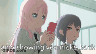 Anime Girls With Amy Showing Vee Nickelback GIF