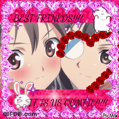 Anime Girls With Best Friends Text GIF