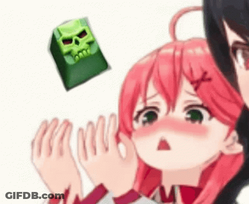 Anime Girls With Skull Keypad Flying GIF