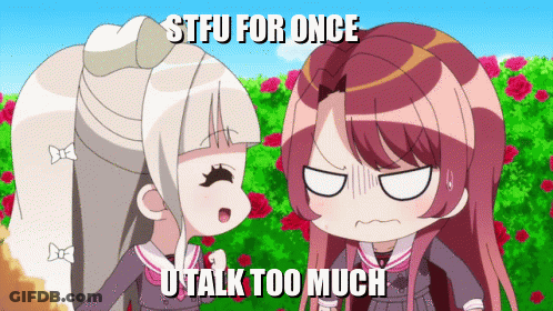 Anime Girls With Stfu Caption GIF