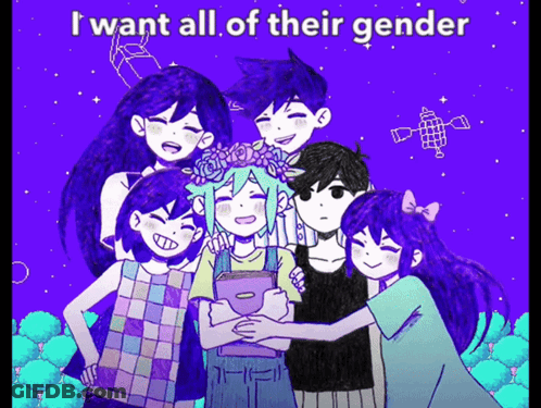 Anime Group Posing Saying I Want All Of Their Gender GIF