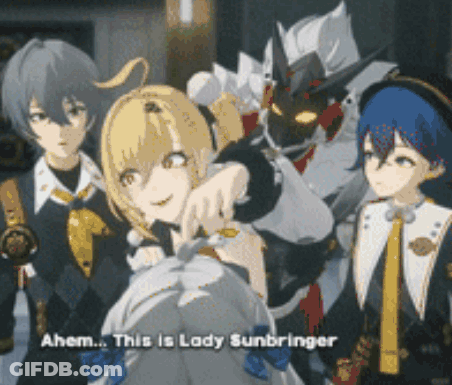 Anime Group Saying Ahem This Is Lady Sunbringer GIF
