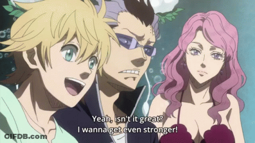 Anime Group Saying Yeah Isn't It Great I Wanna Get Even Stronger GIF