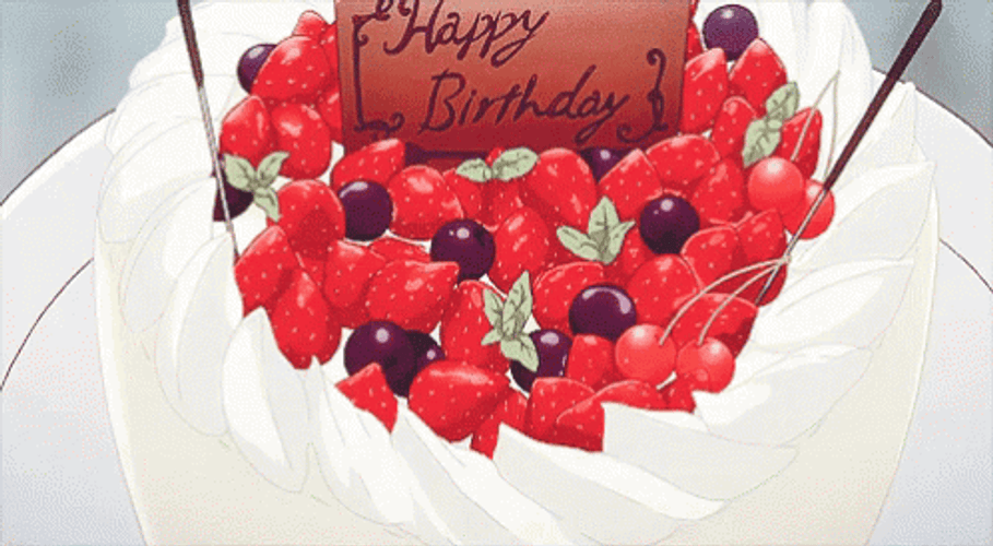 Anime Happy Birthday Yummy Cake GIF