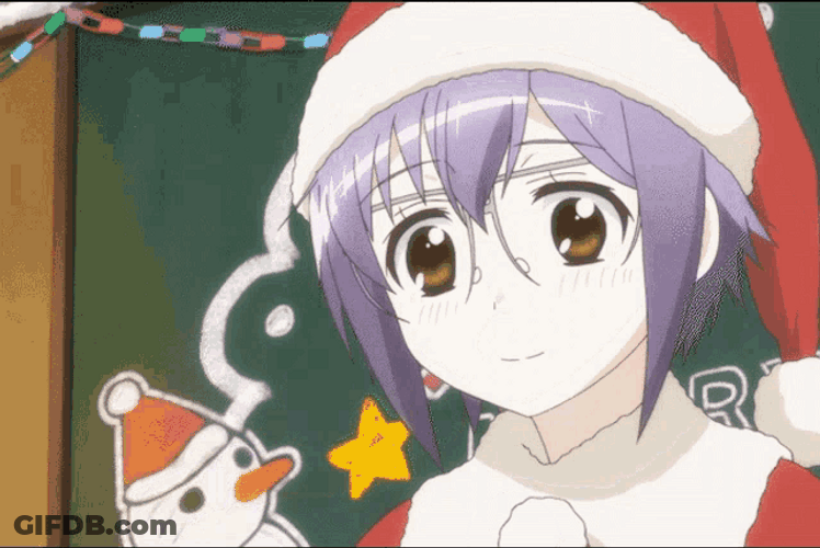 Anime Haruhi Suzumiya Yuki Nagato Eating Chicken On Christmas Day GIF