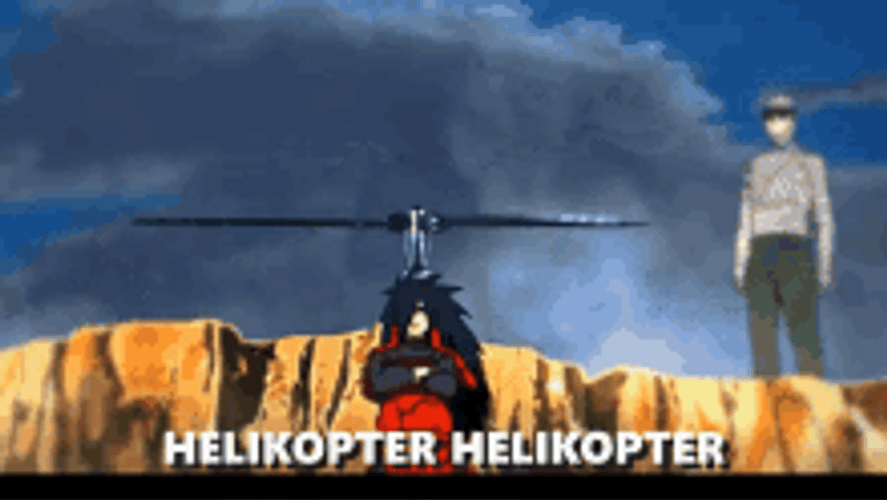 Anime Head Helicopter Propeller Levitating GIF
