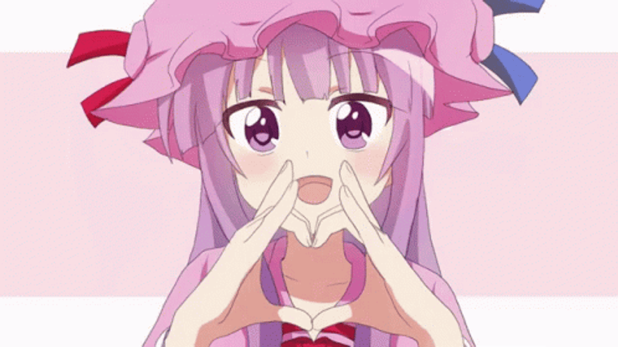 Anime Heart Poses Pink Girl GIF