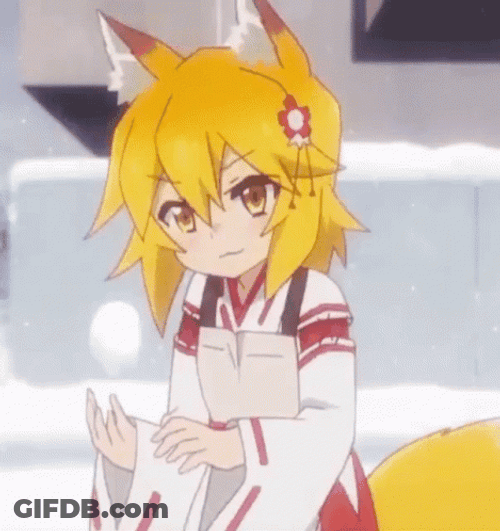 Anime Helpful Fox Senko Playing With Snow Ball GIF
