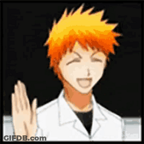 Anime Hollow Ichigo Kurosaki Waving Cute GIF