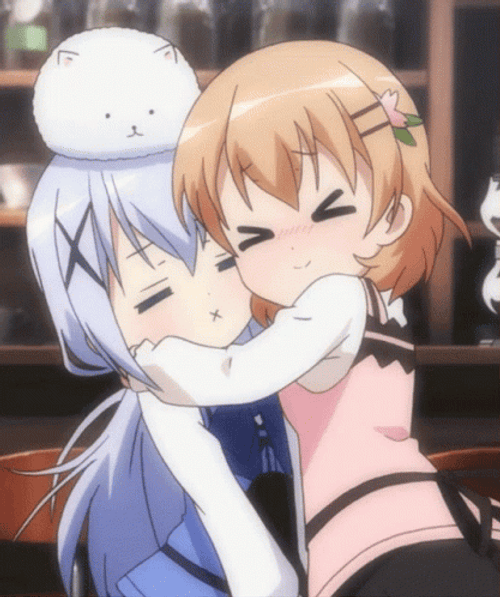Anime Hug Chino And Cocoa Hoto GIF