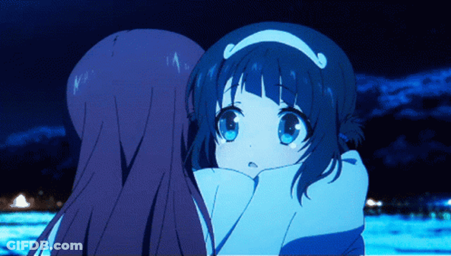 Anime Hug Manaka And Miuna GIF