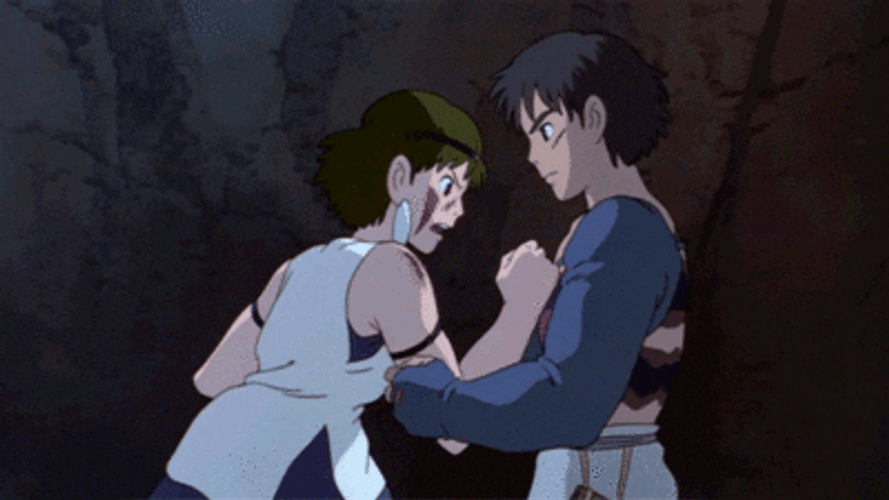 Anime Hug Princess Mononoke GIF