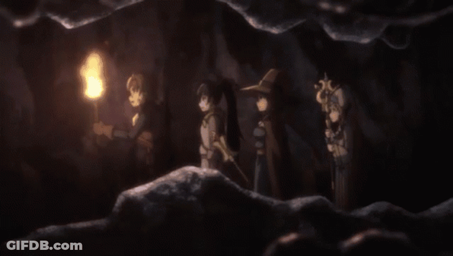 Anime Hunters Exploring Goblin Cave GIF
