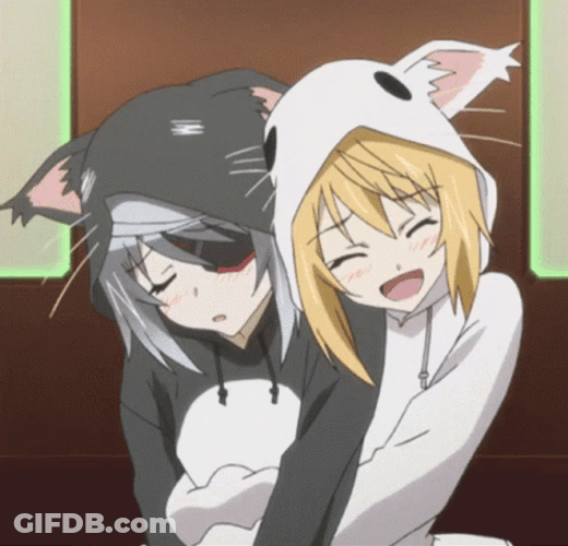 Anime Infinite Stratos Cuddling GIF