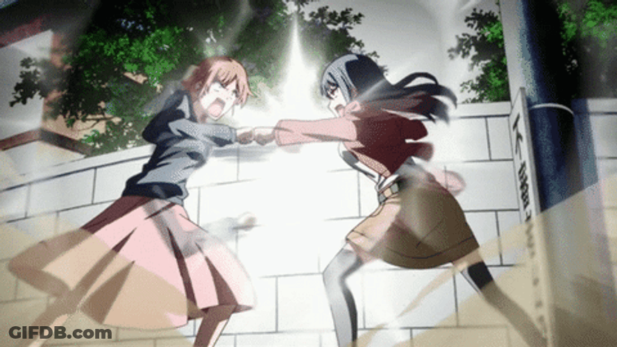 Anime Intense Cat Fight GIF