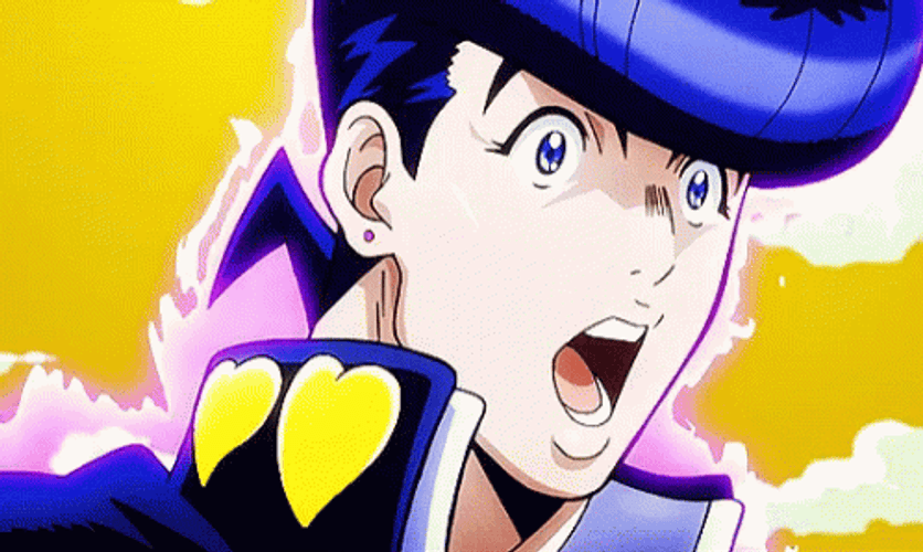 Anime Jojo's Bizarre Josuke Amazed Then Worried GIF