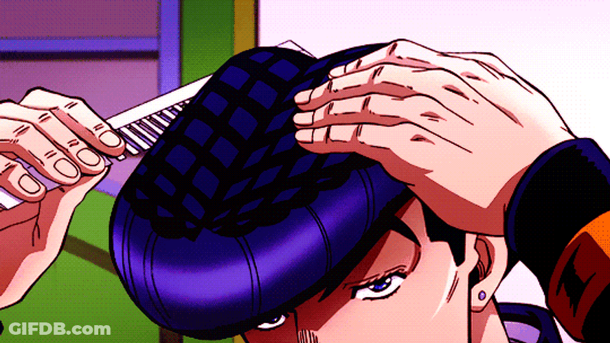 Anime Jojo's Bizarre Josuke Combing Hair GIF