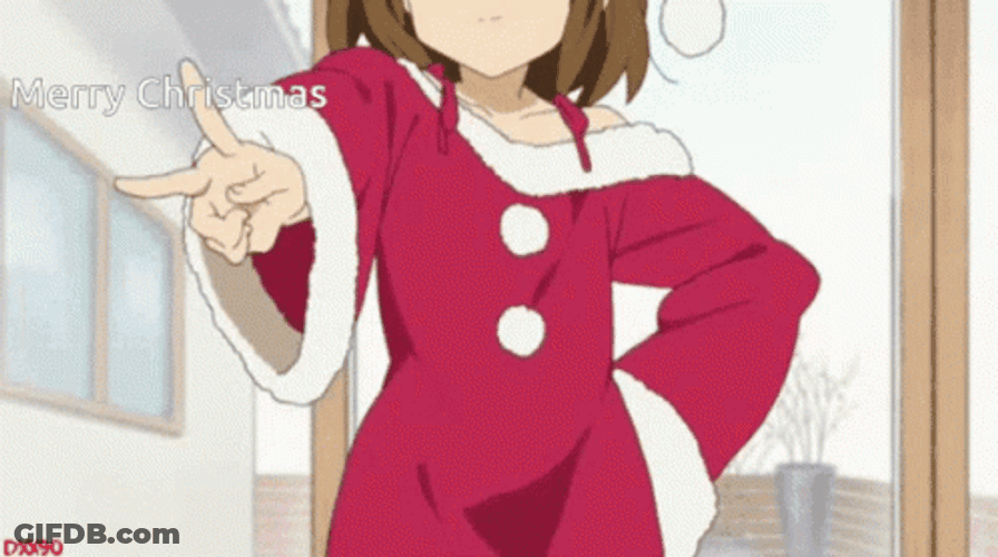 Anime K-On Yui Hirasawa Santa Claus Costume GIF