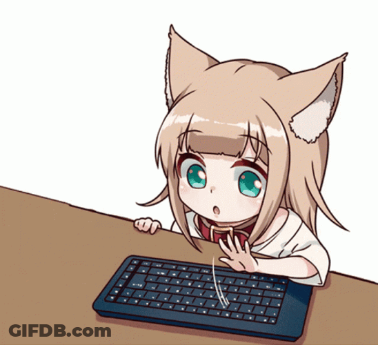 Anime Keyboard Cat Typing GIF