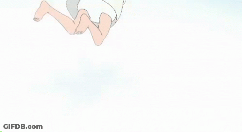 Anime Kids Playing And Rolling On Winter Snow GIF
