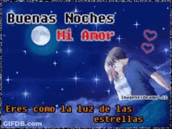 Anime Kissing At Night Buenas Noches Amor GIF