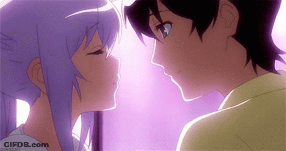 Anime Kissing Isla And Tsukasa Plastic Memories GIF