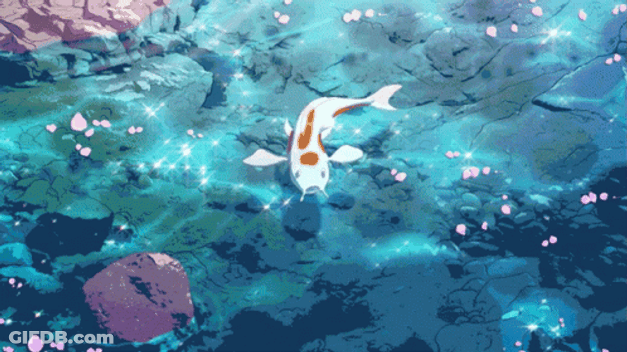 Anime Koi Fish Shinning Water GIF
