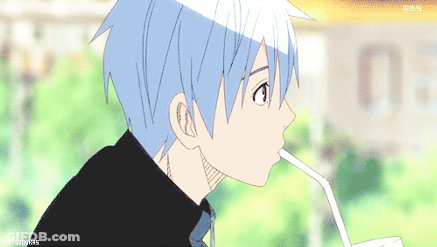 Anime Kuroko No Basket Cute Tetsuya Drinking Juice GIF