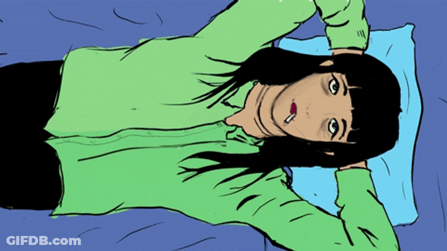 Anime Lady Lying In Bed Smoking GIF