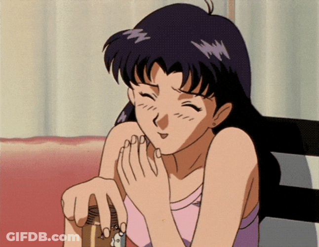 Anime Laugh Misato Katsuragi Neon Genesis Evangelion GIF