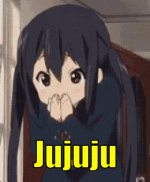 Anime Laughing Azusa Nakano Covering Her Mouth GIF