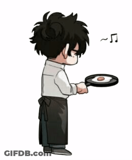 Anime Man Cooking One Egg In Pan GIF