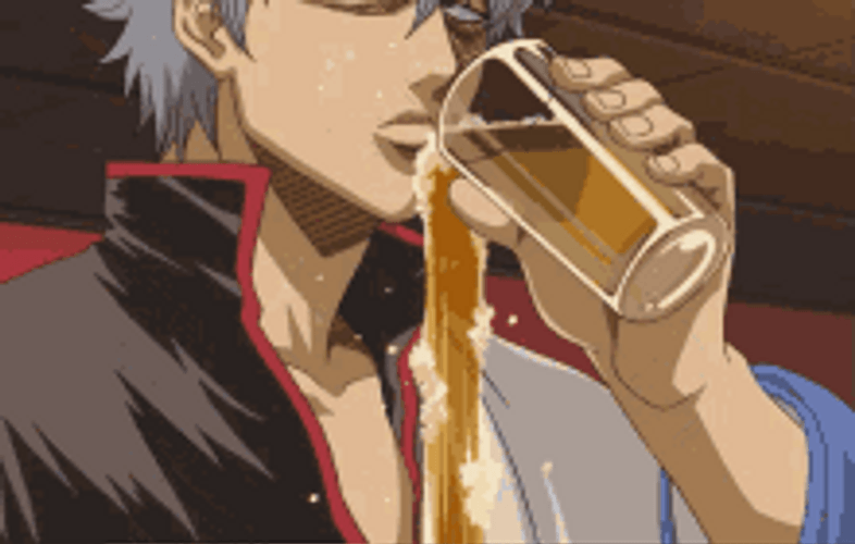 Anime Meme Gintoki Sakata Spilling Beer Not Drinking GIF