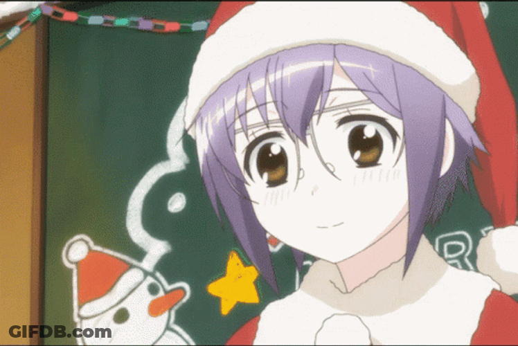 Anime Merry Christmas Chicken Bite GIF
