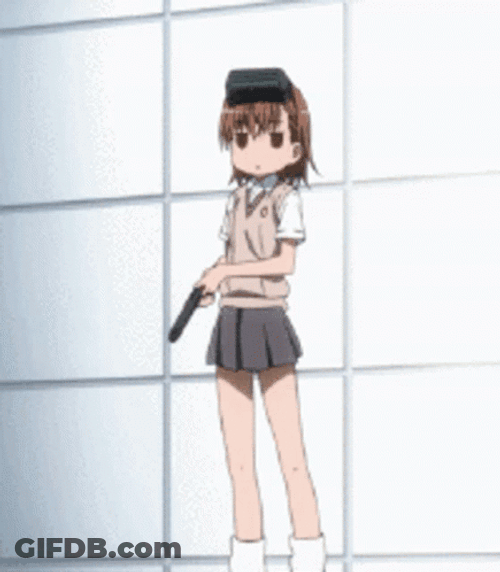 Anime Mikoto Misaka Pointing Gun GIF