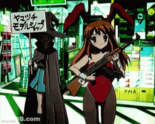 Anime Mikuru Asahina With Gun GIF