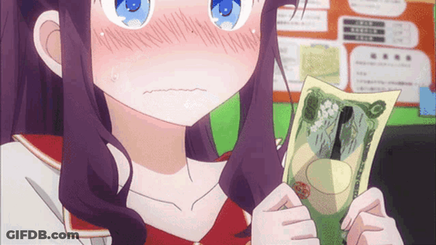 Anime Money Hifumi Blush New Game! GIF