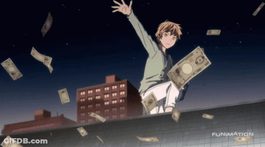 Anime Money Rooftop Throw Yukine Noragami GIF