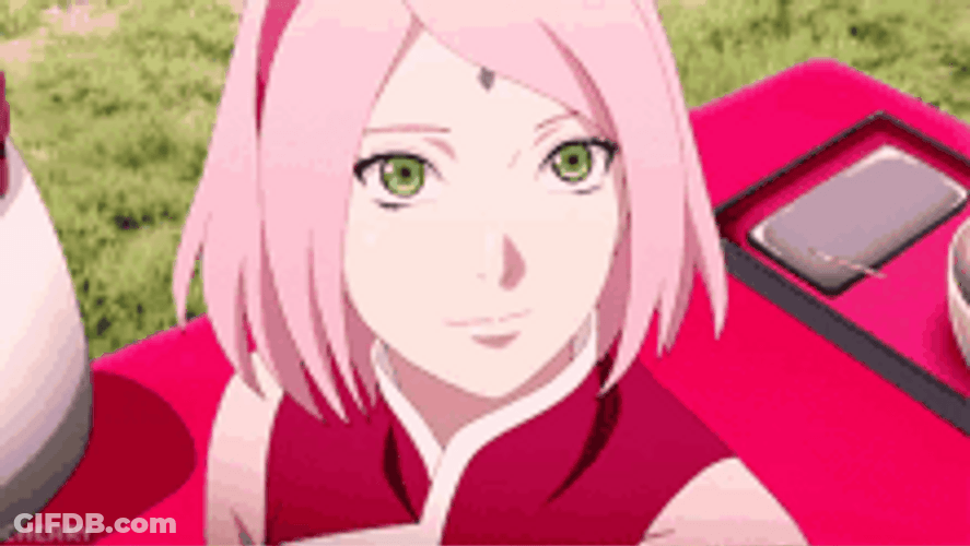 Anime Naruto Sakura Haruno Talking Stare Pink Hair GIF