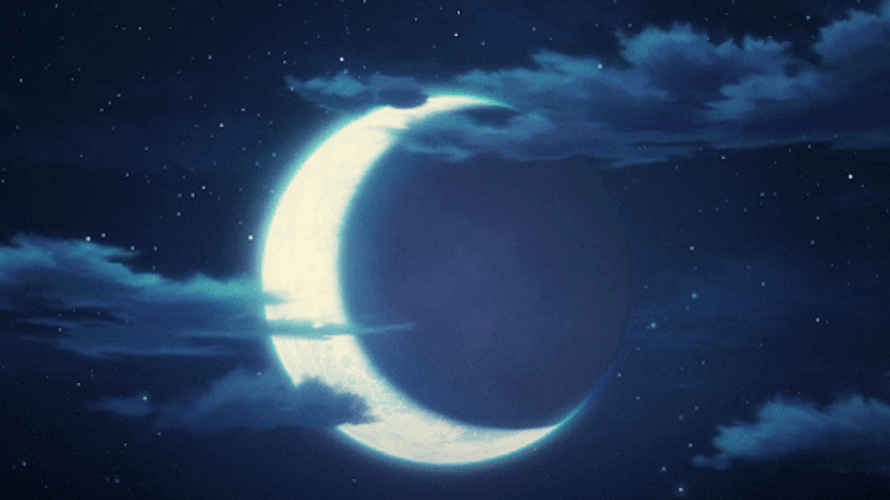 Anime Night Sky Crescent Moon GIF