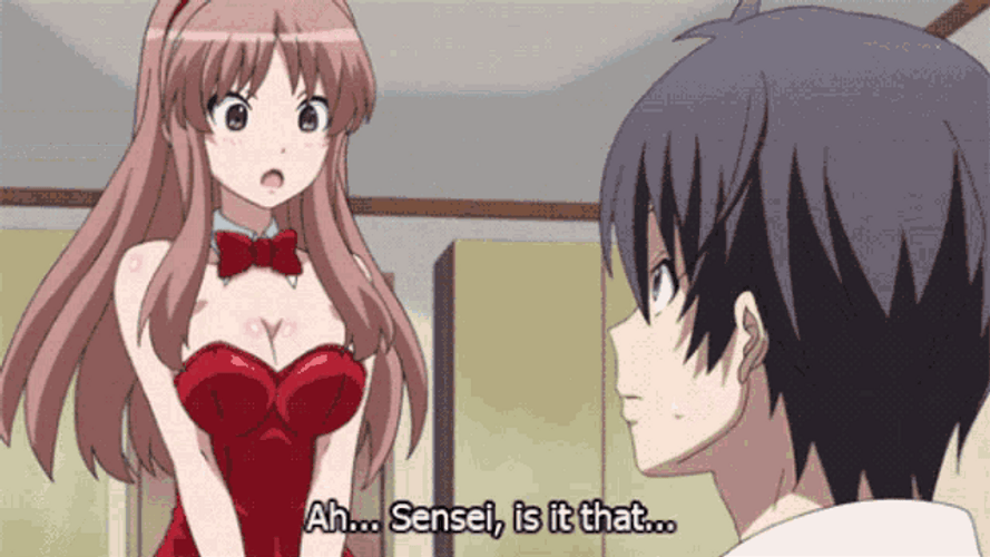 Anime Nose Bleed Arata Red Bunny Costume GIF